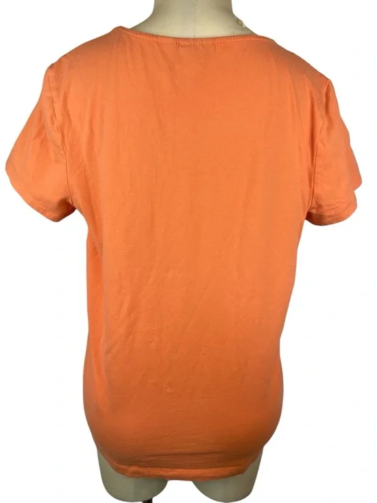 Chicos Orange Short-Sleeve Sequin Stripe Top Women’s Size 2 - Picture 2 of 3